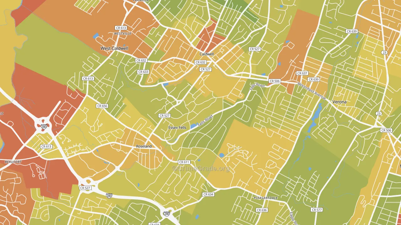 07021, NJ Map of Vehicle Theft Rates