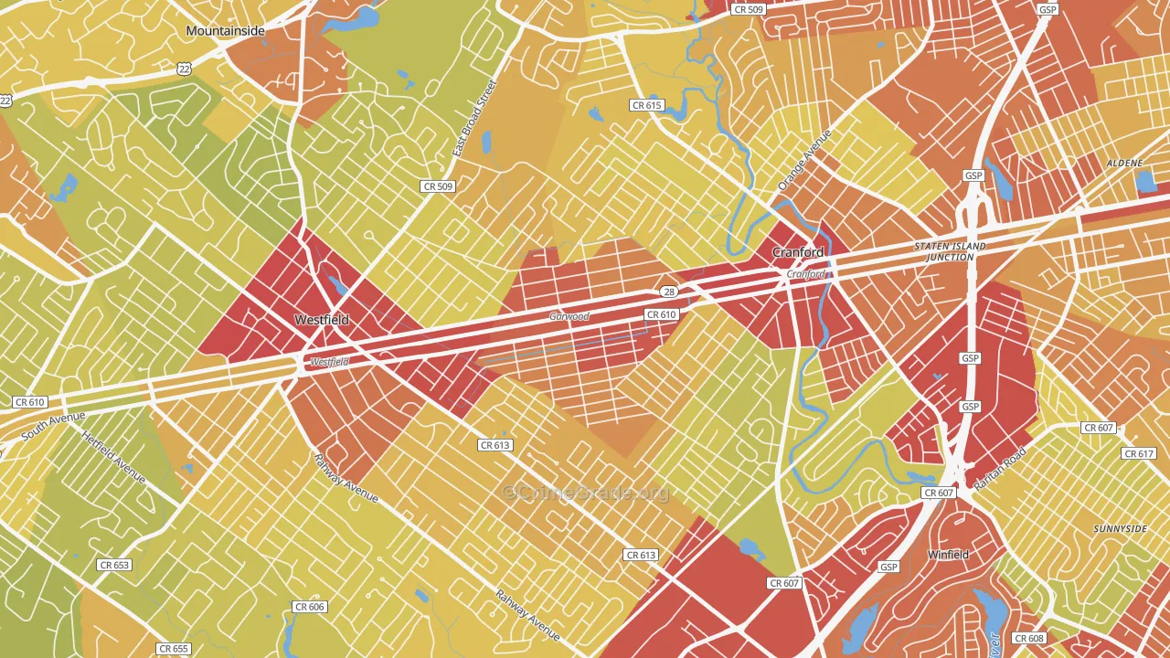 07027, NJ Map of Vehicle Theft Rates