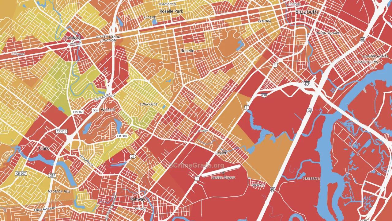07036, NJ Map of Vehicle Theft Rates