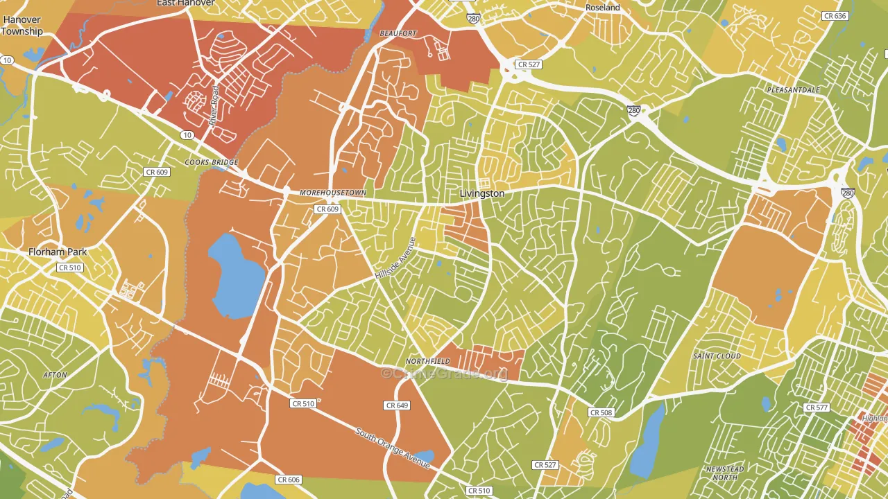 07039, NJ Map of Vehicle Theft Rates