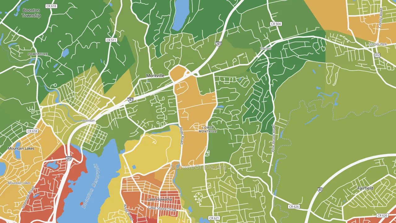 07045, NJ Map of Vehicle Theft Rates