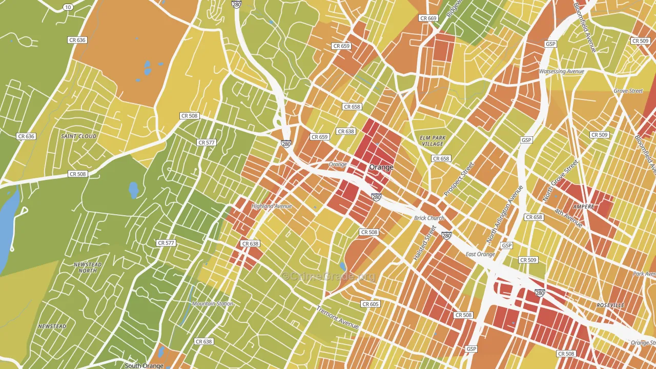 07050, NJ Map of Vehicle Theft Rates