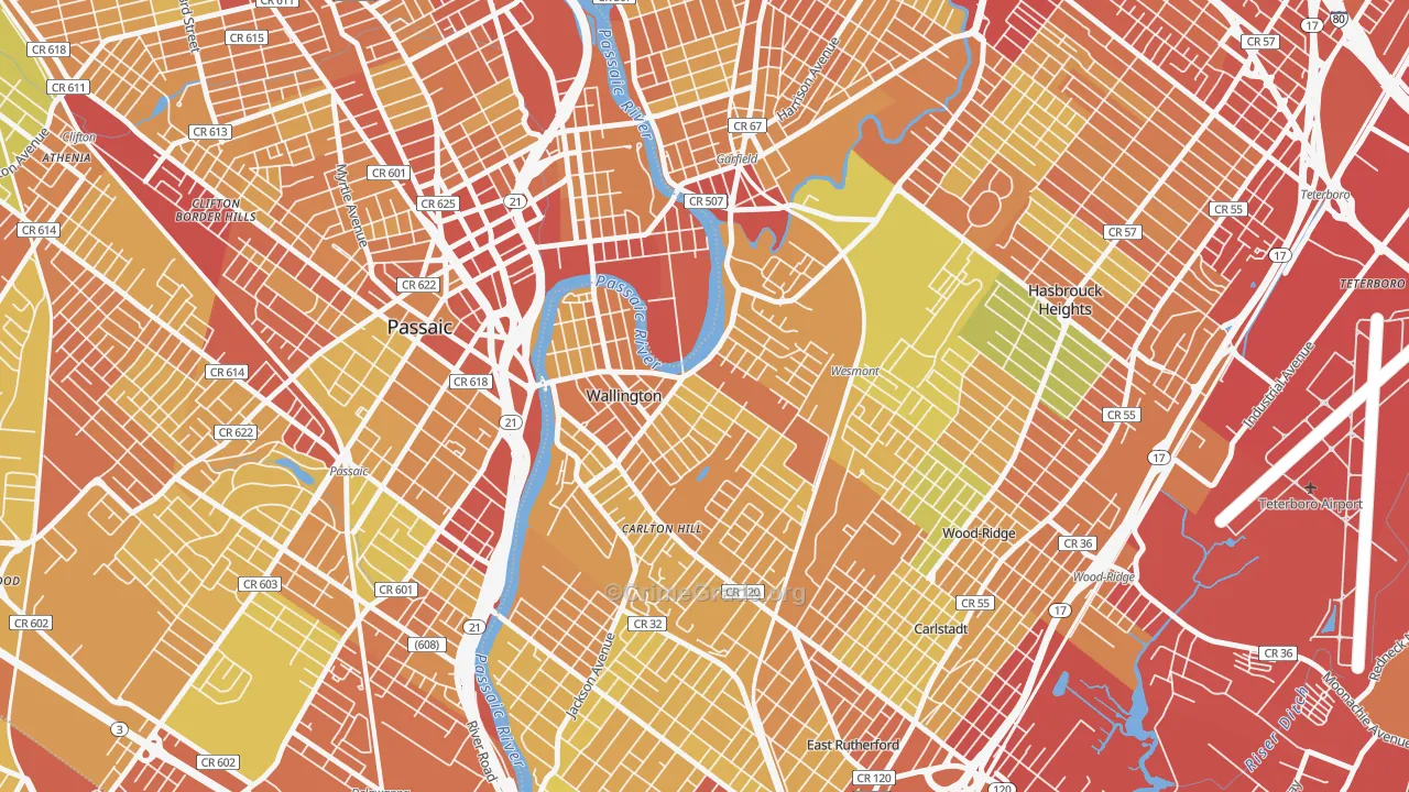 07057, NJ Map of Vehicle Theft Rates