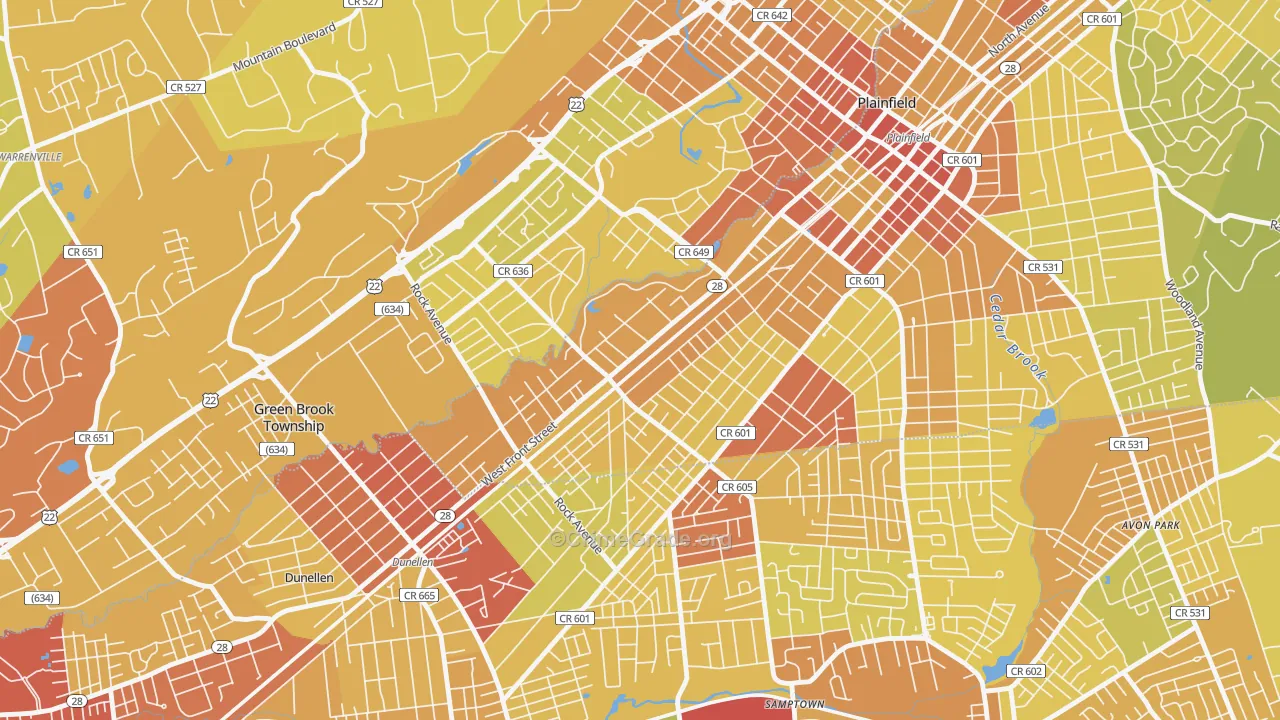 07063, NJ Map of Vehicle Theft Rates