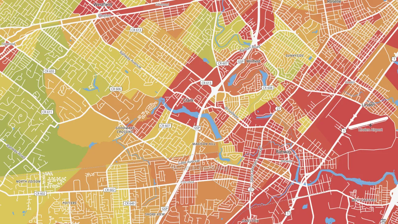 07066, NJ Map of Vehicle Theft Rates