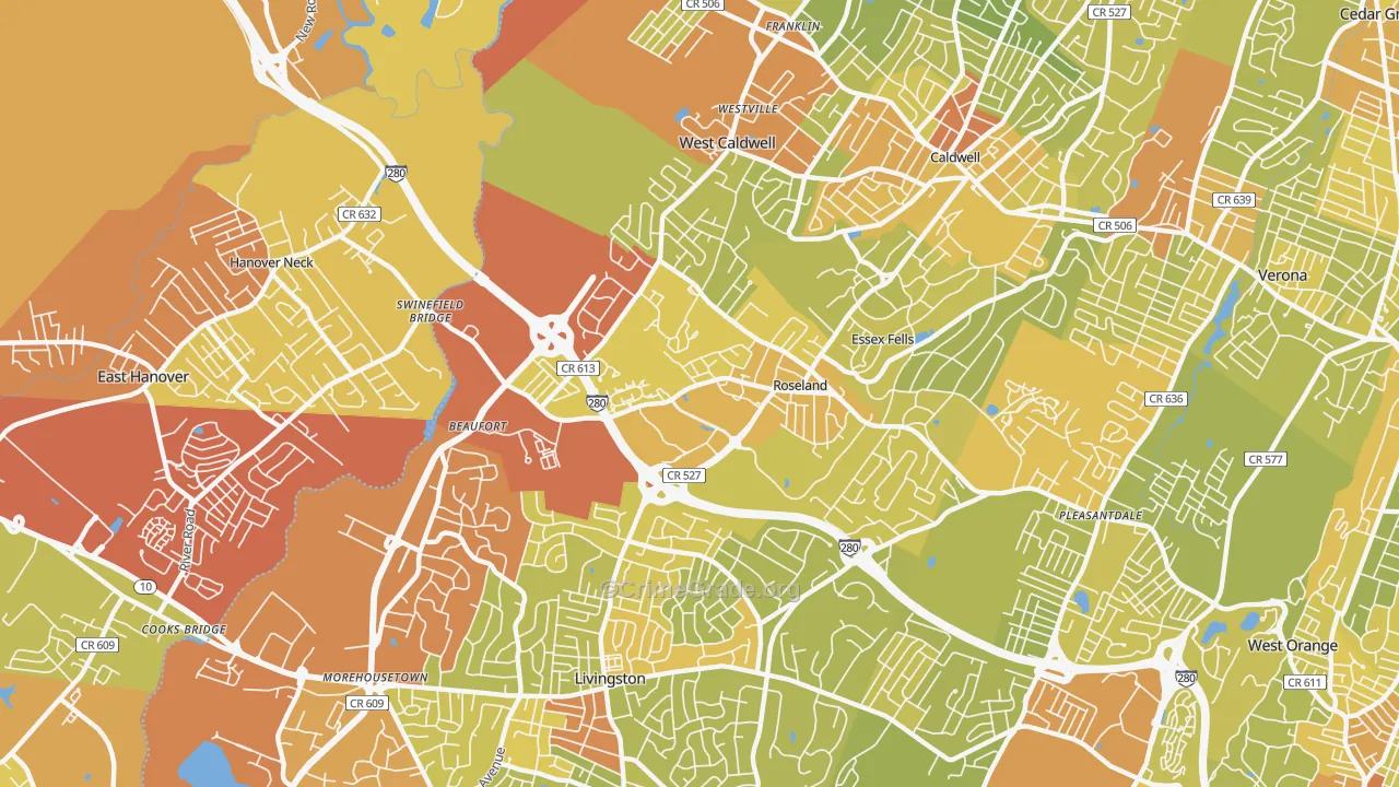 07068, NJ Map of Vehicle Theft Rates