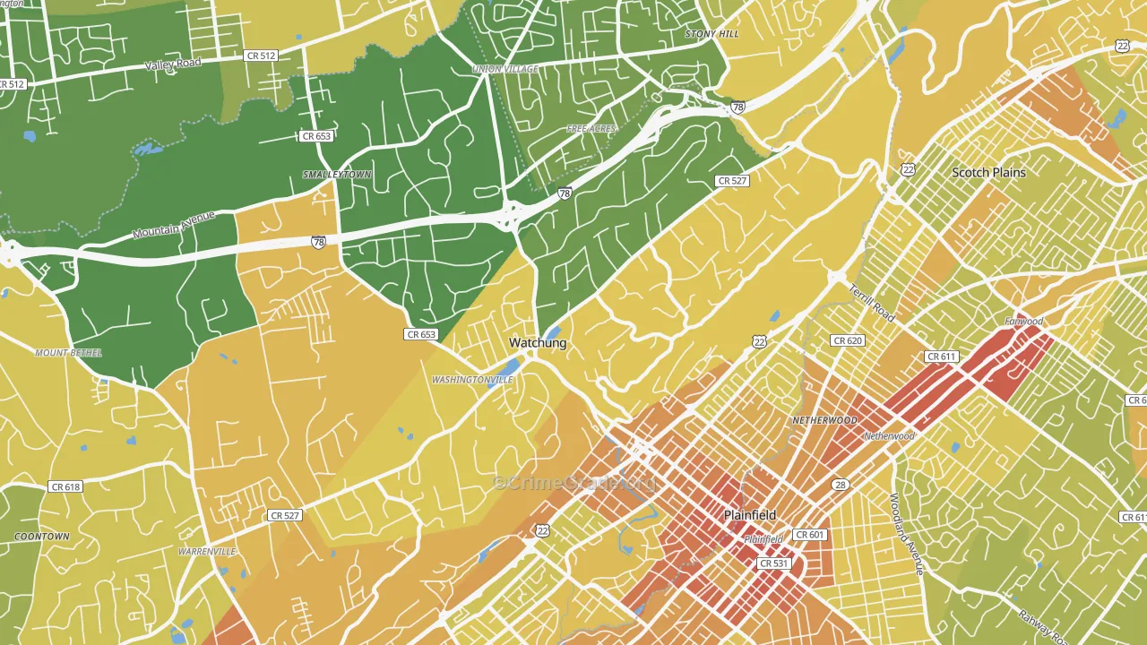 07069, NJ Map of Vehicle Theft Rates