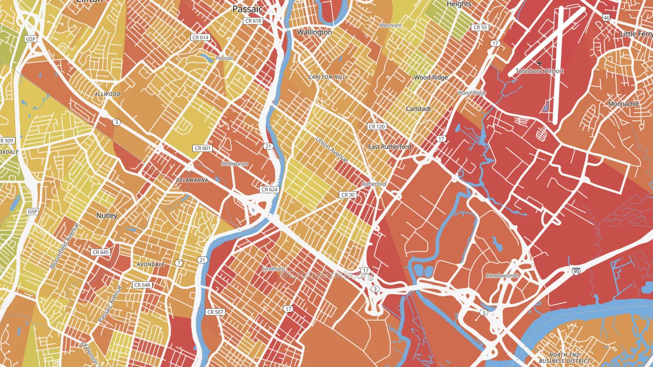 07070, NJ Map of Vehicle Theft Rates