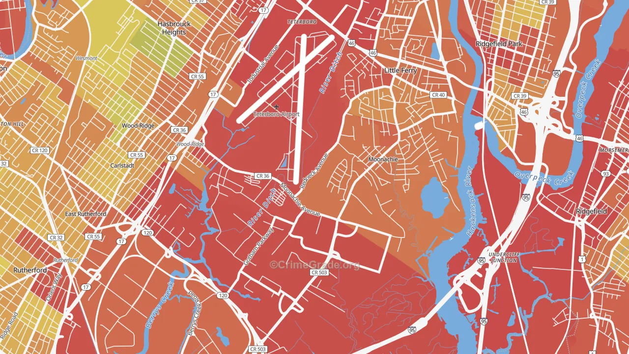07074, NJ Map of Vehicle Theft Rates