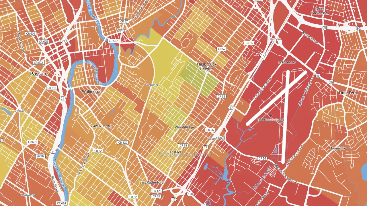 07075, NJ Map of Vehicle Theft Rates