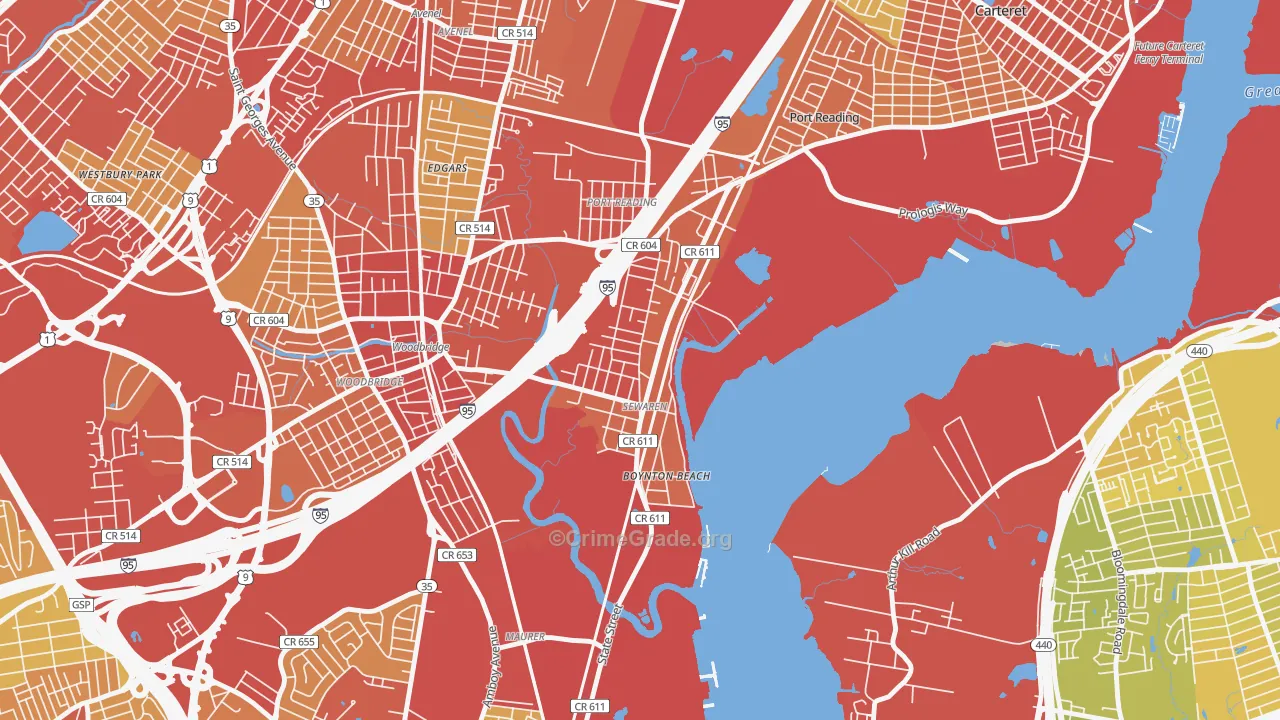 07077, NJ Map of Vehicle Theft Rates