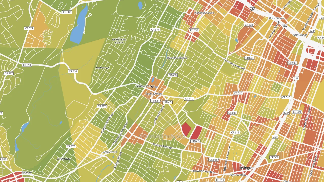 07079, NJ Map of Vehicle Theft Rates
