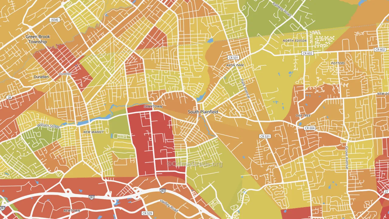 07080, NJ Map of Vehicle Theft Rates