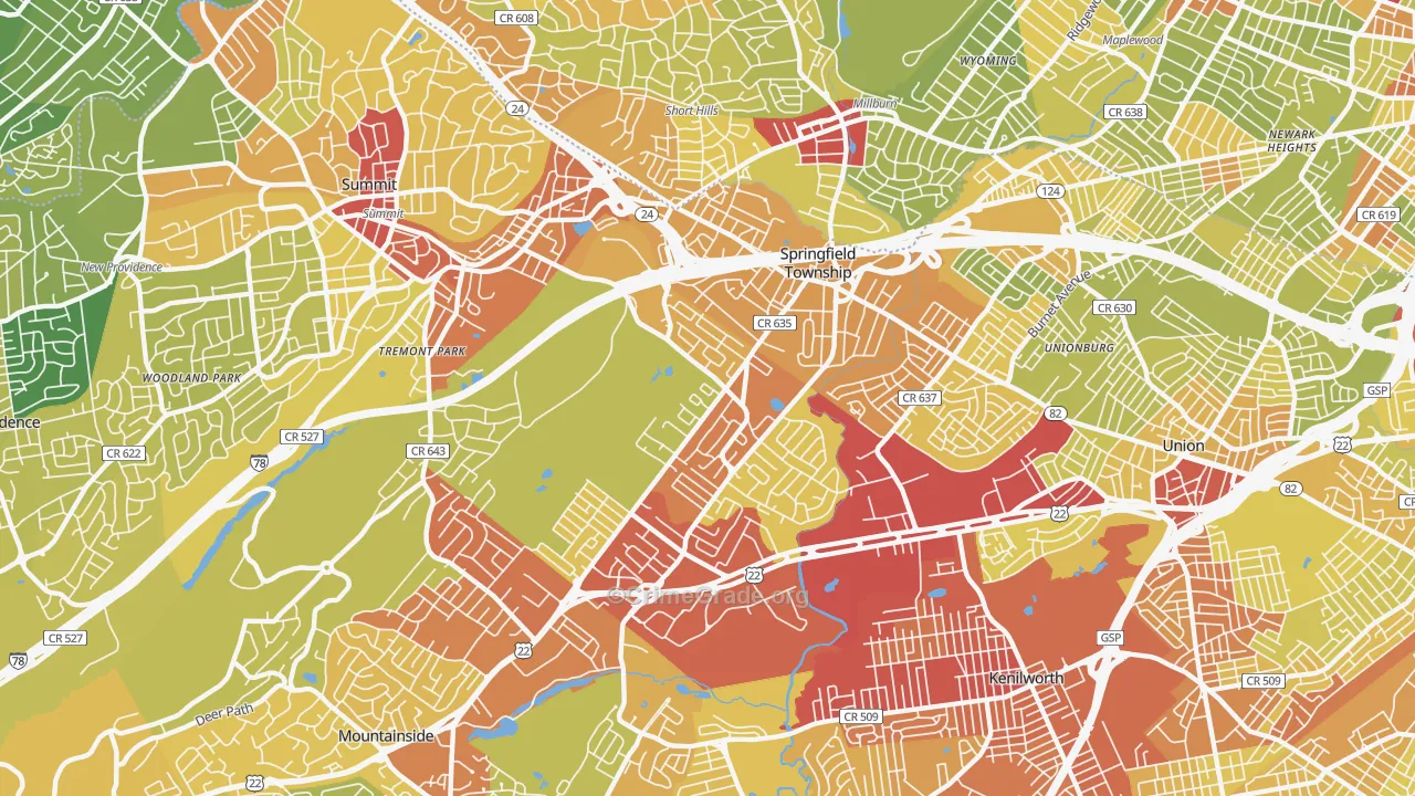 07081, NJ Map of Vehicle Theft Rates