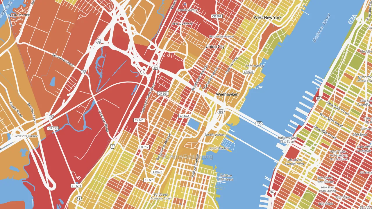 07087, NJ Map of Vehicle Theft Rates