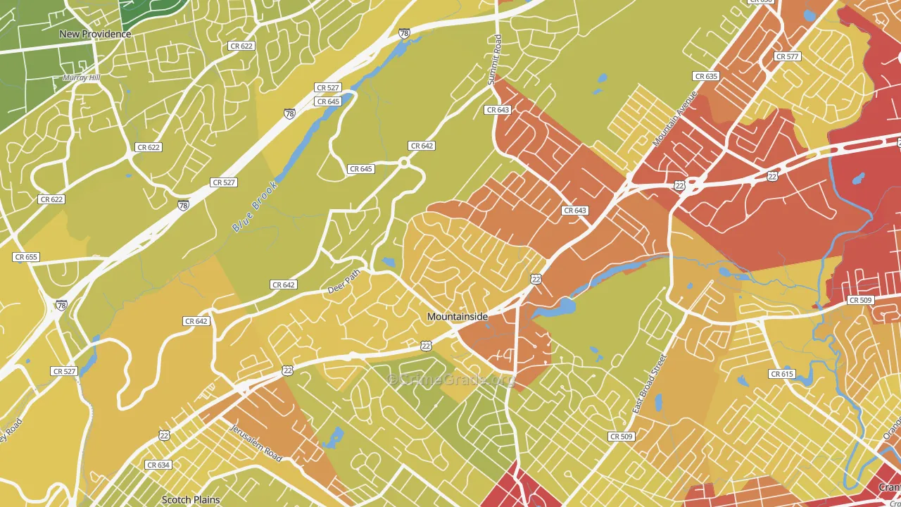 07092, NJ Map of Vehicle Theft Rates