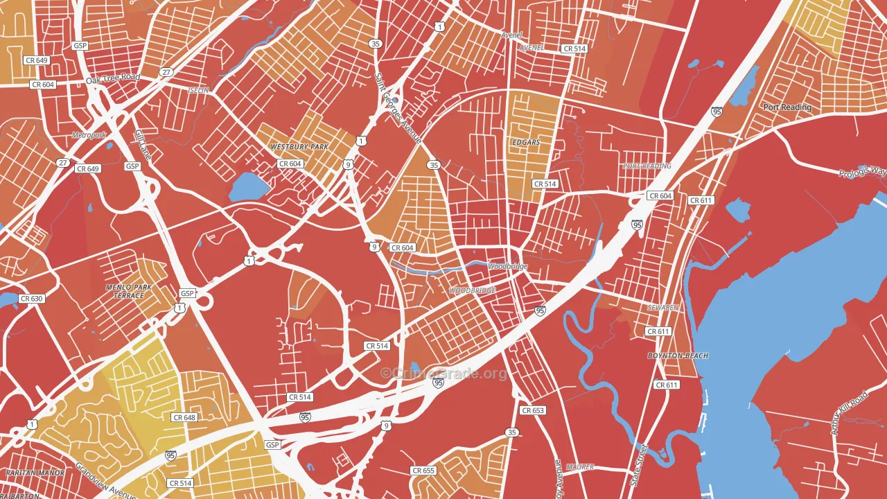 07095, NJ Map of Vehicle Theft Rates