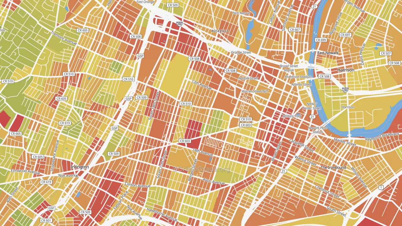 07103, NJ Map of Vehicle Theft Rates