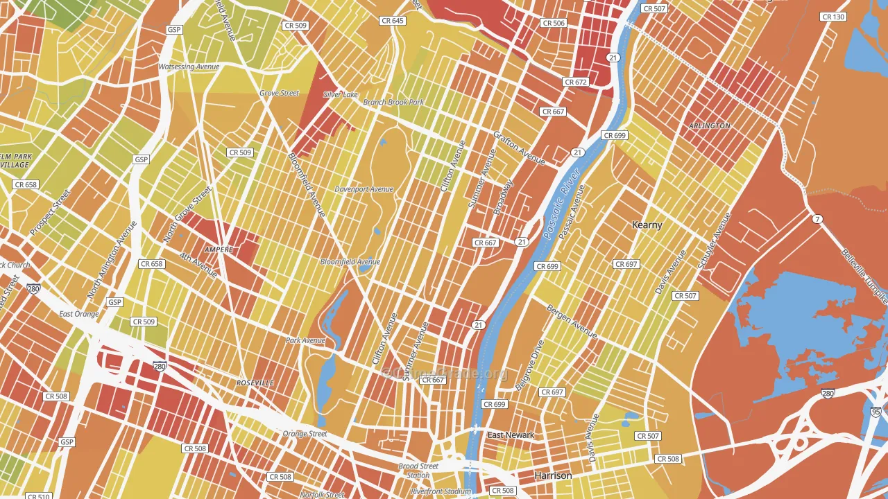 07104, NJ Map of Vehicle Theft Rates