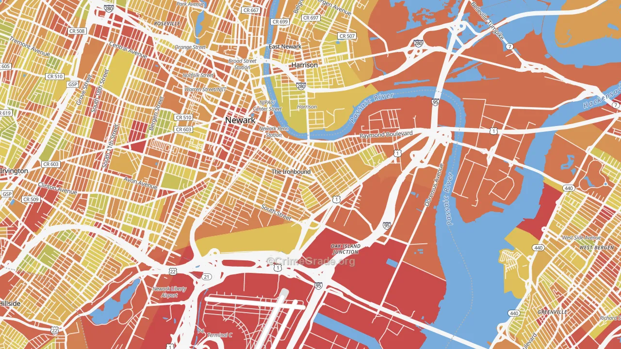 07105, NJ Map of Vehicle Theft Rates