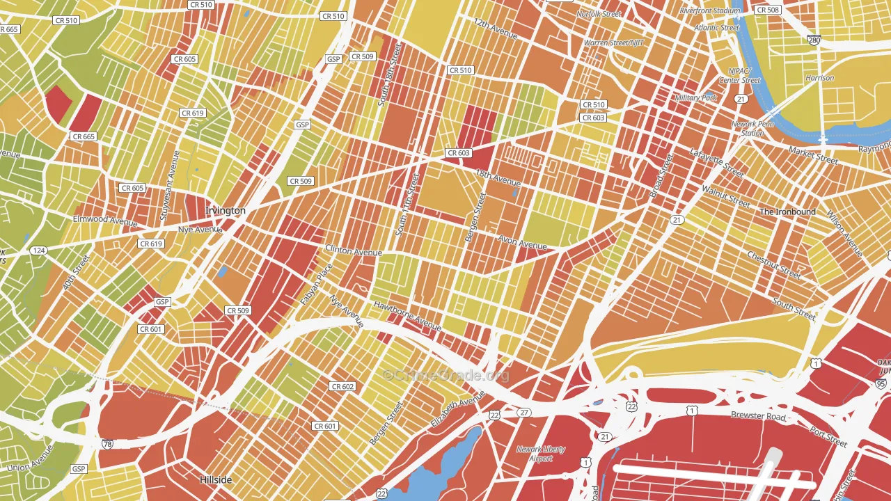 07108, NJ Map of Vehicle Theft Rates