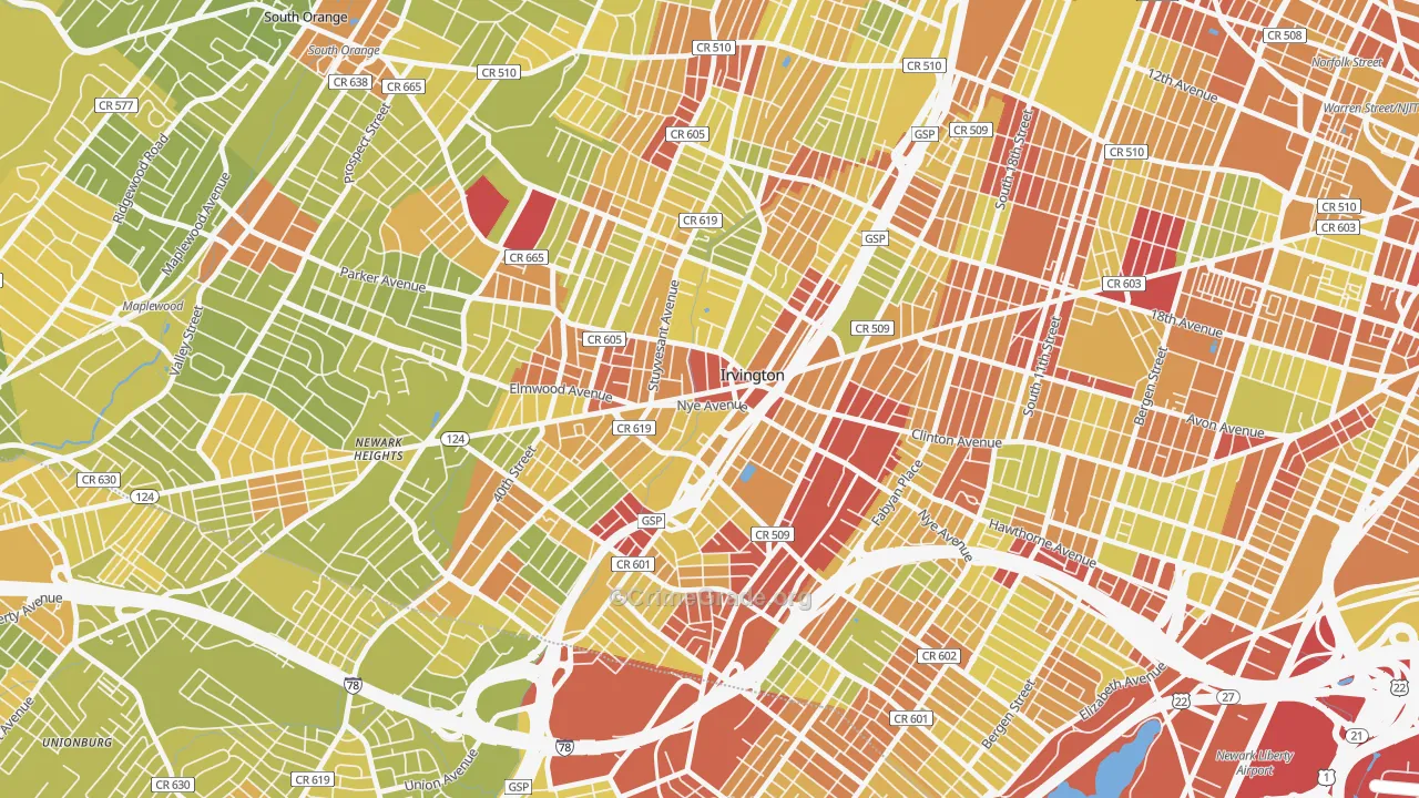 07111, NJ Map of Vehicle Theft Rates