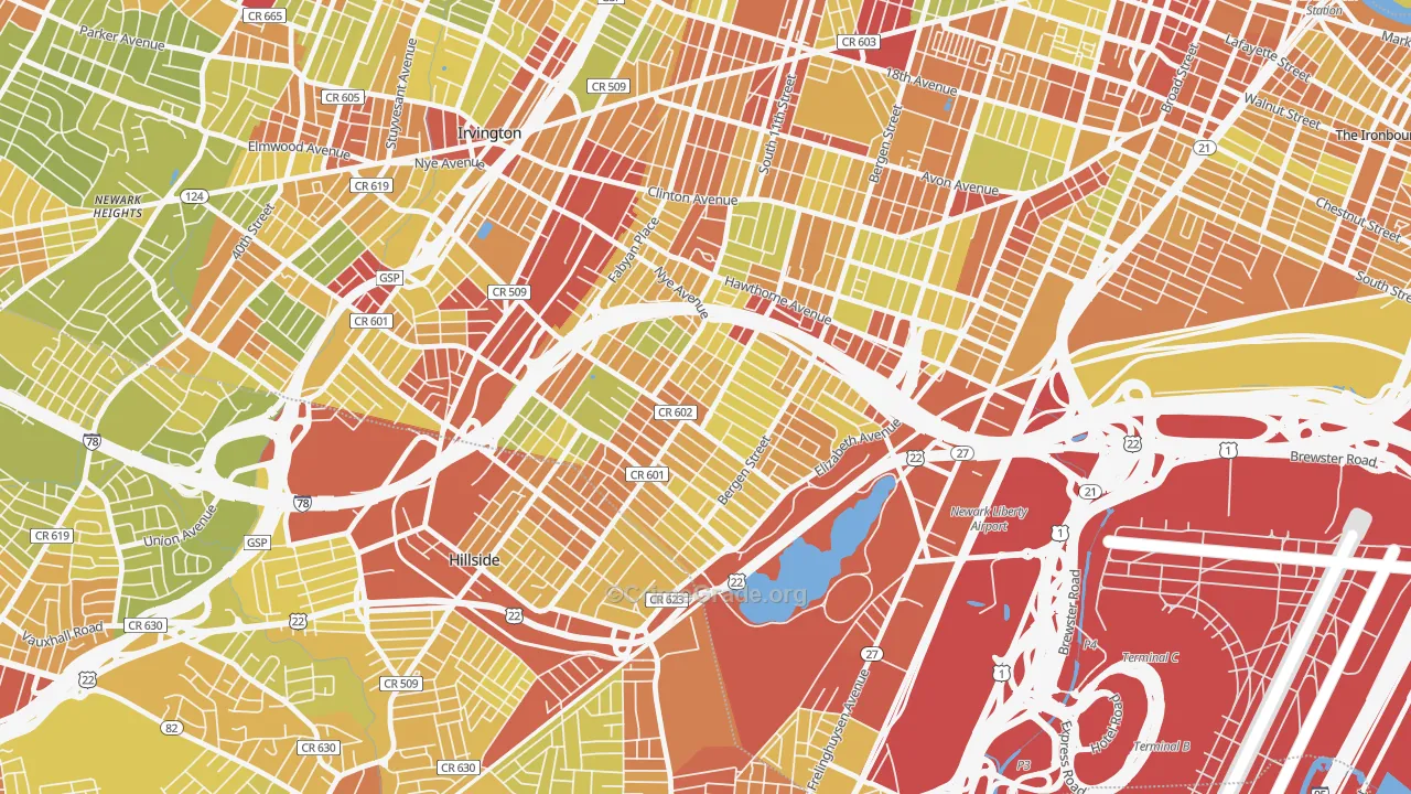 07112, NJ Map of Vehicle Theft Rates