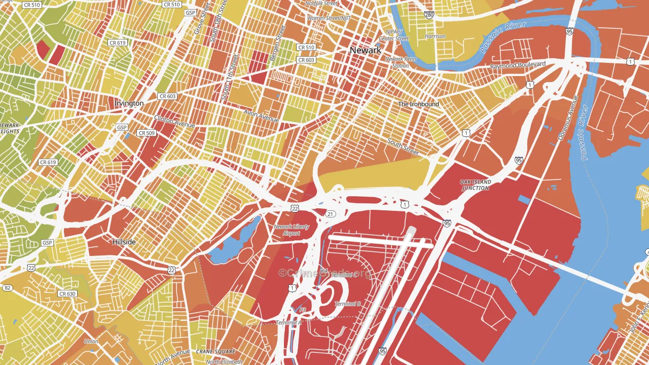 07114, NJ Map of Vehicle Theft Rates