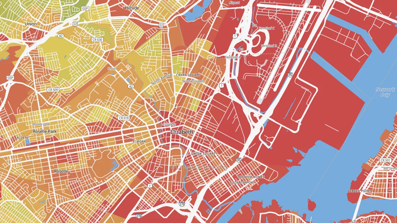 07201, NJ Map of Vehicle Theft Rates