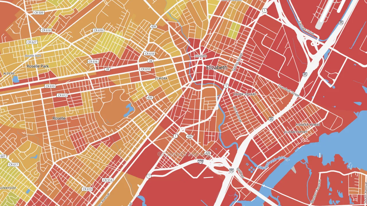07202, NJ Map of Vehicle Theft Rates