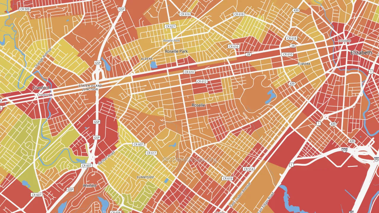07203, NJ Map of Vehicle Theft Rates