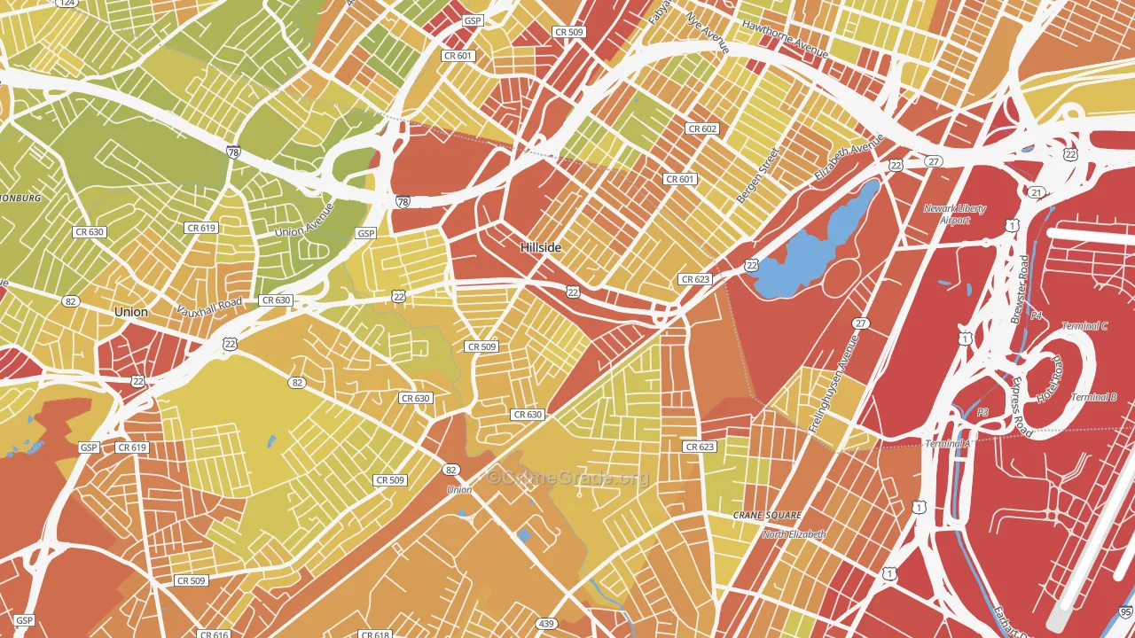 07205, NJ Map of Vehicle Theft Rates
