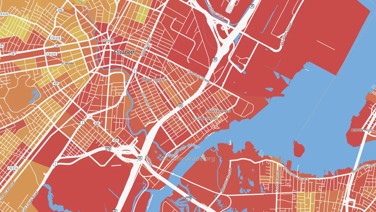 07206, NJ Map of Vehicle Theft Rates