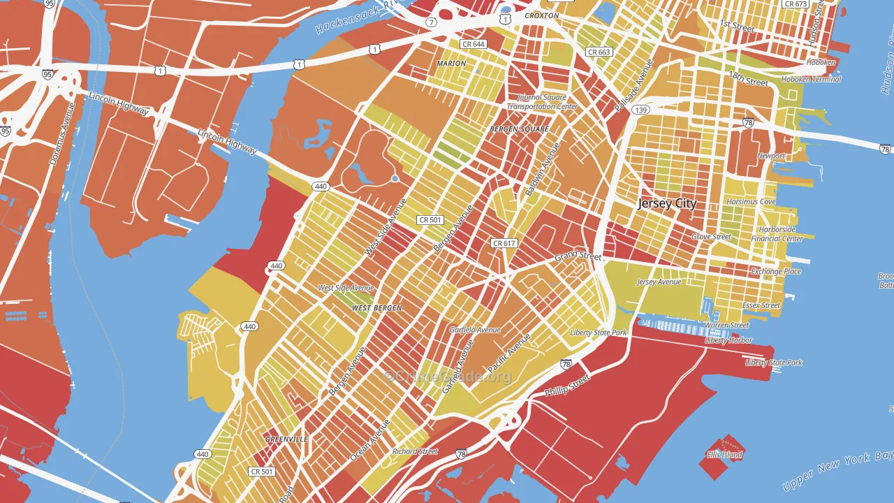 07304, NJ Map of Vehicle Theft Rates