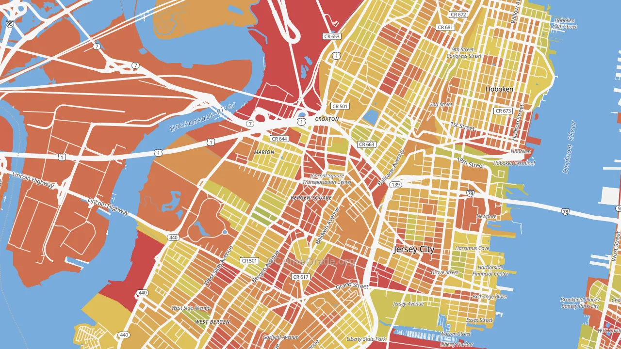 07306, NJ Map of Vehicle Theft Rates