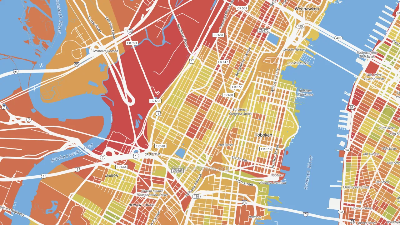 07307, NJ Map of Vehicle Theft Rates
