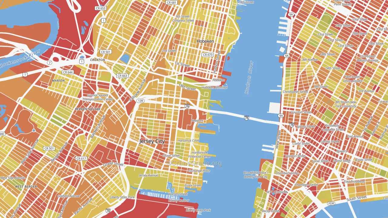 07310, NJ Map of Vehicle Theft Rates