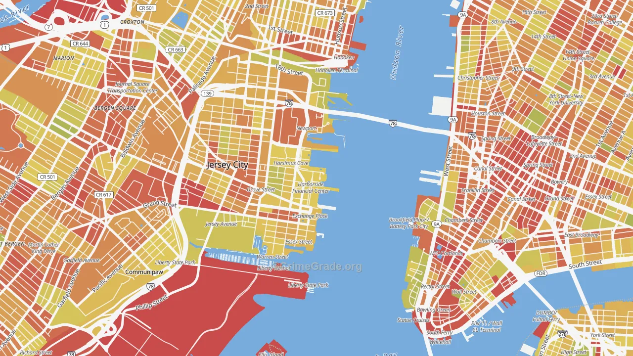 07311, NJ Map of Vehicle Theft Rates