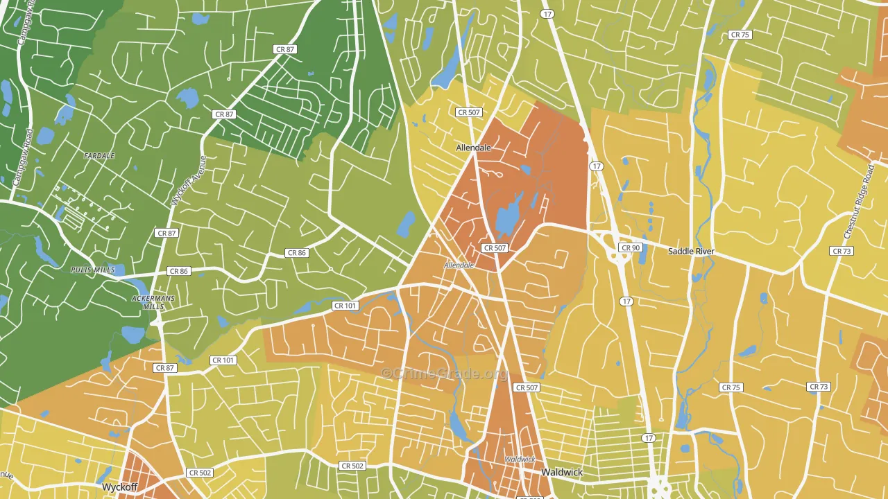 07401, NJ Map of Vehicle Theft Rates