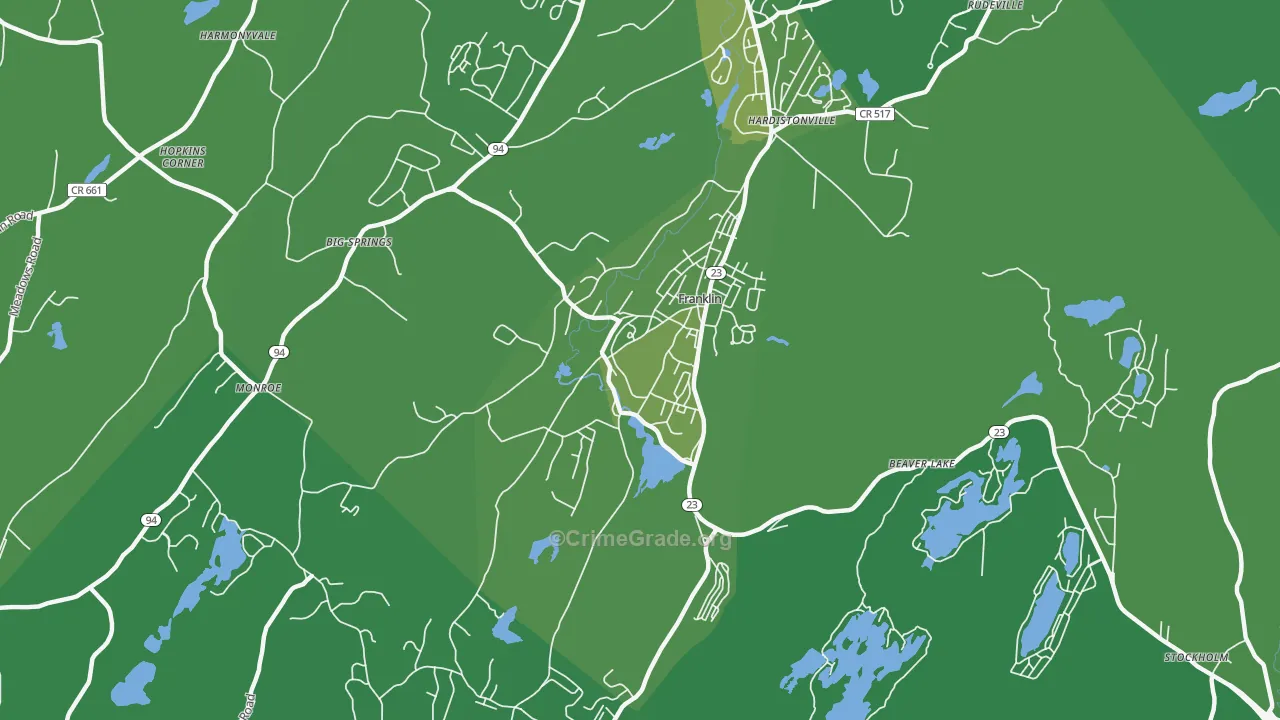 07416, NJ Map of Vehicle Theft Rates