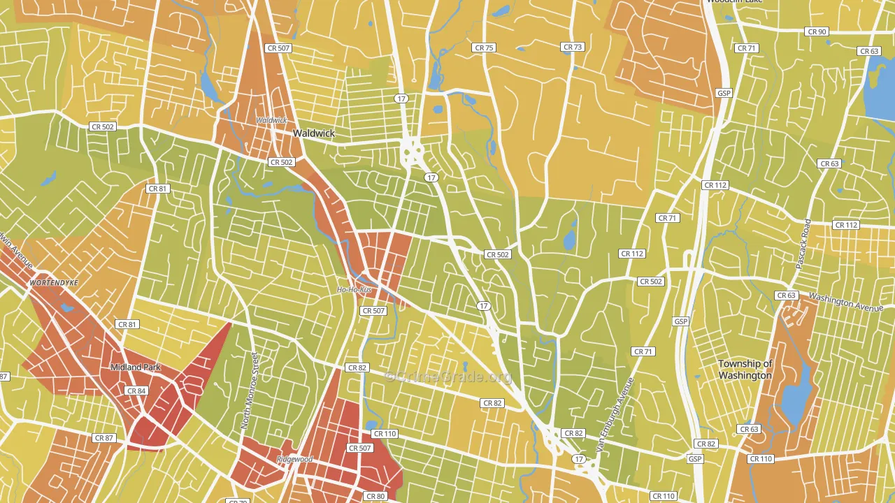 07423, NJ Map of Vehicle Theft Rates