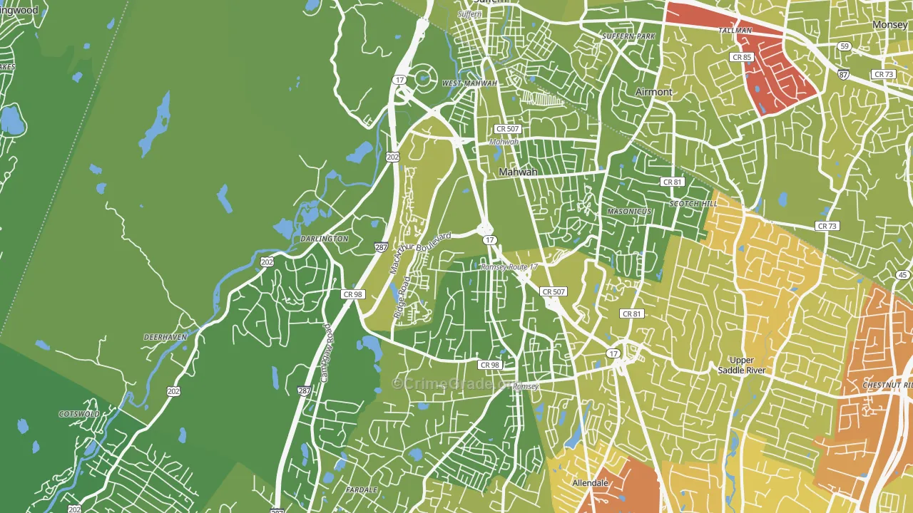 07430, NJ Map of Vehicle Theft Rates