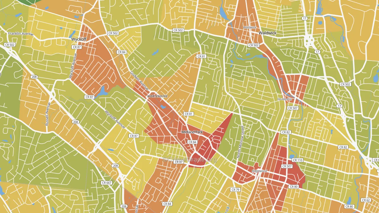 07432, NJ Map of Vehicle Theft Rates
