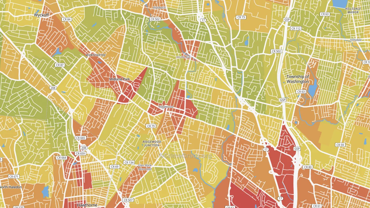 07450, NJ Map of Vehicle Theft Rates