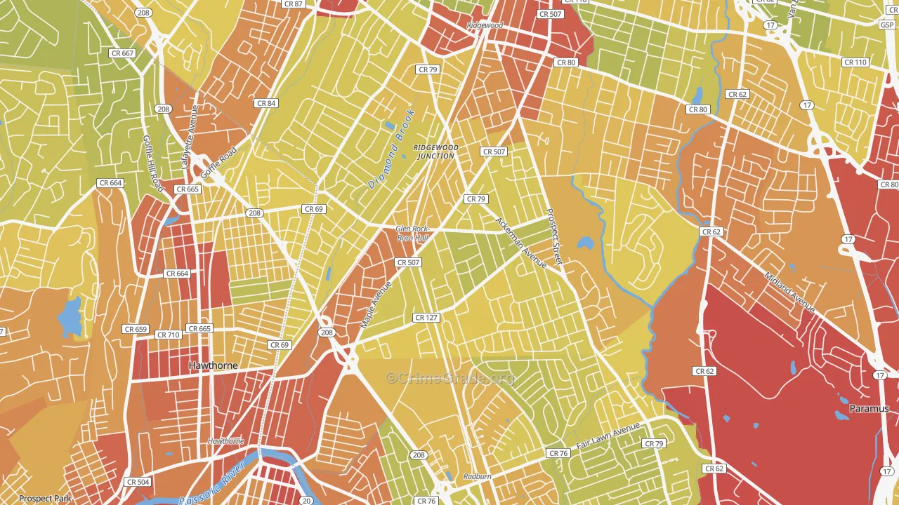 07452, NJ Map of Vehicle Theft Rates