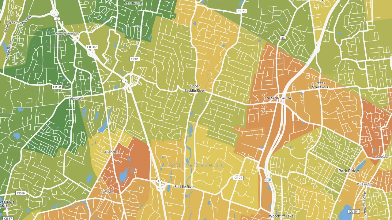 07458, NJ Map of Vehicle Theft Rates