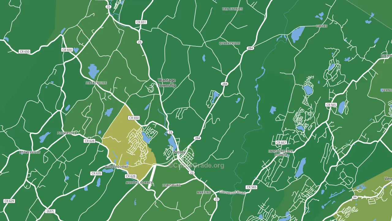07461, NJ Map of Vehicle Theft Rates
