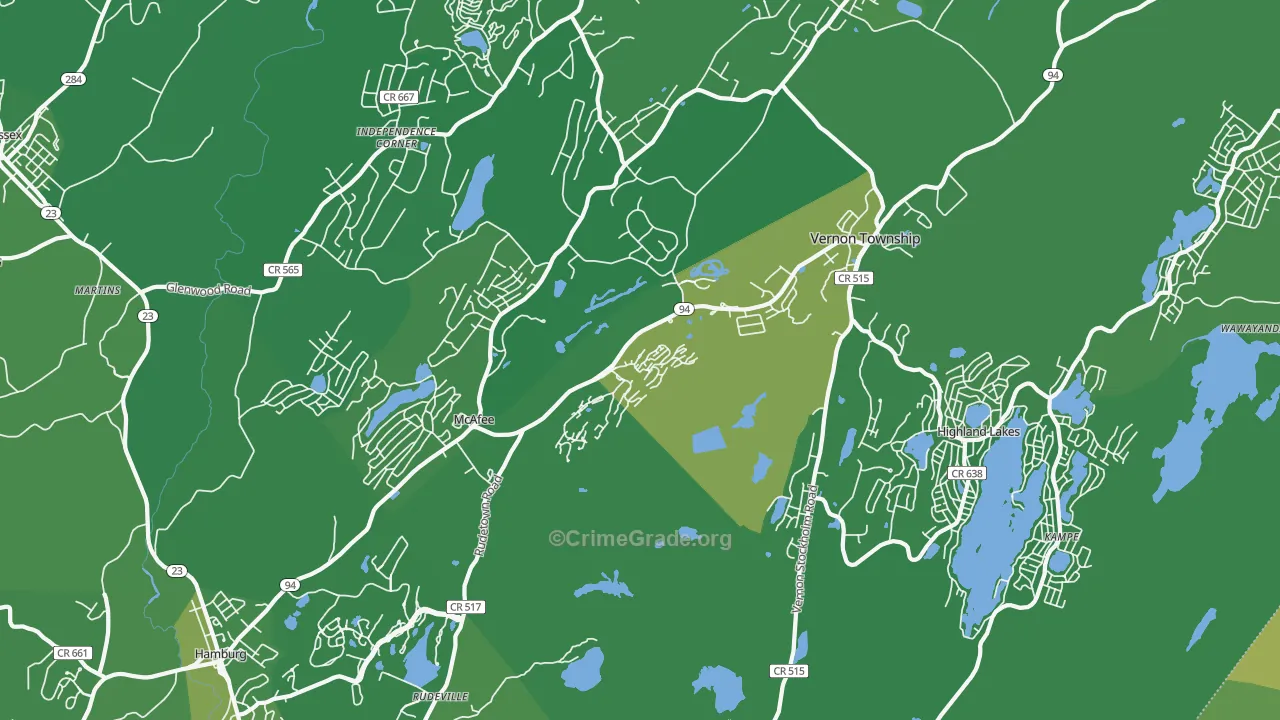 07462, NJ Map of Vehicle Theft Rates