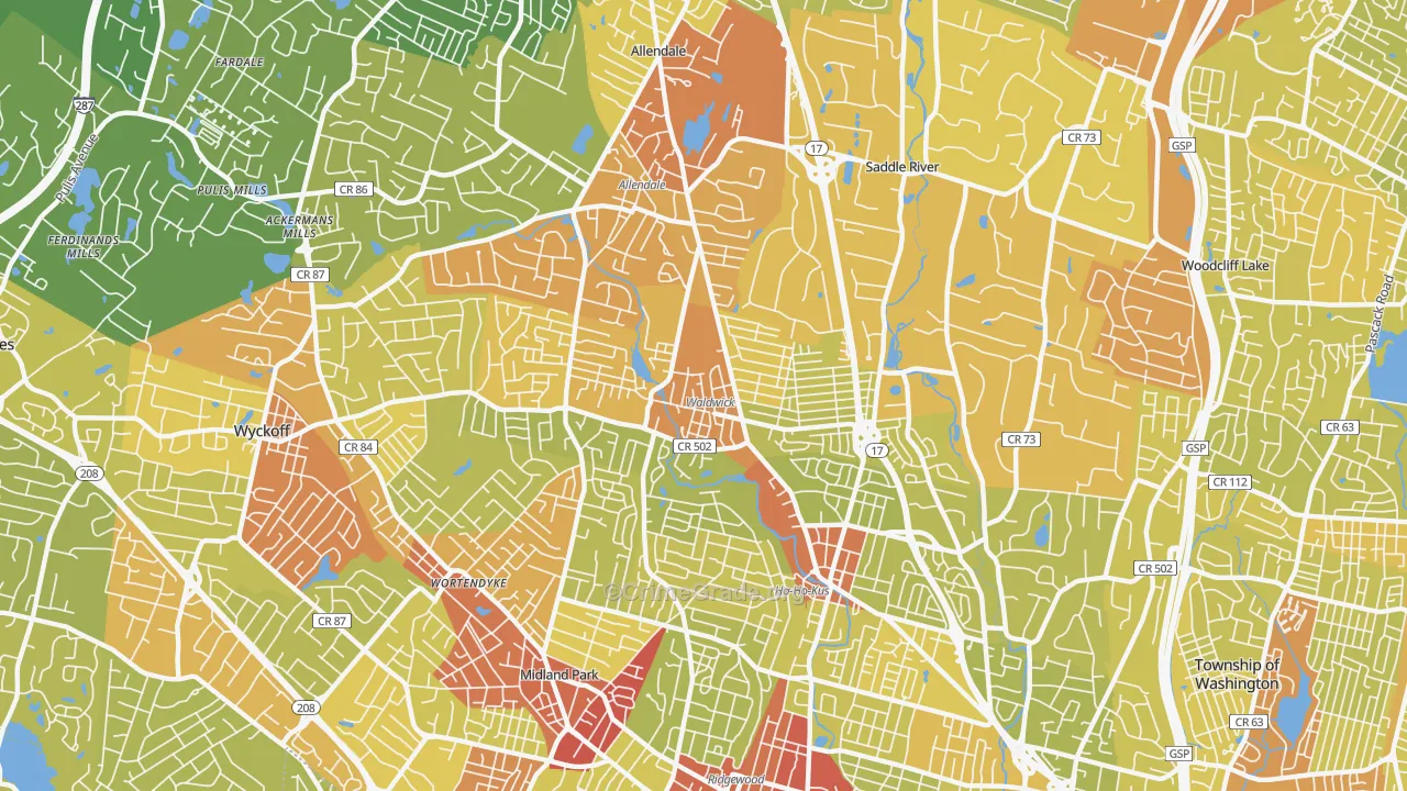 07463, NJ Map of Vehicle Theft Rates
