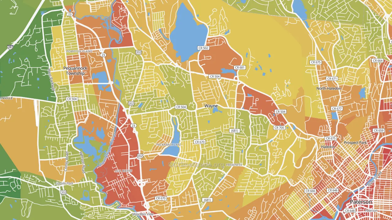 07470, NJ Map of Vehicle Theft Rates